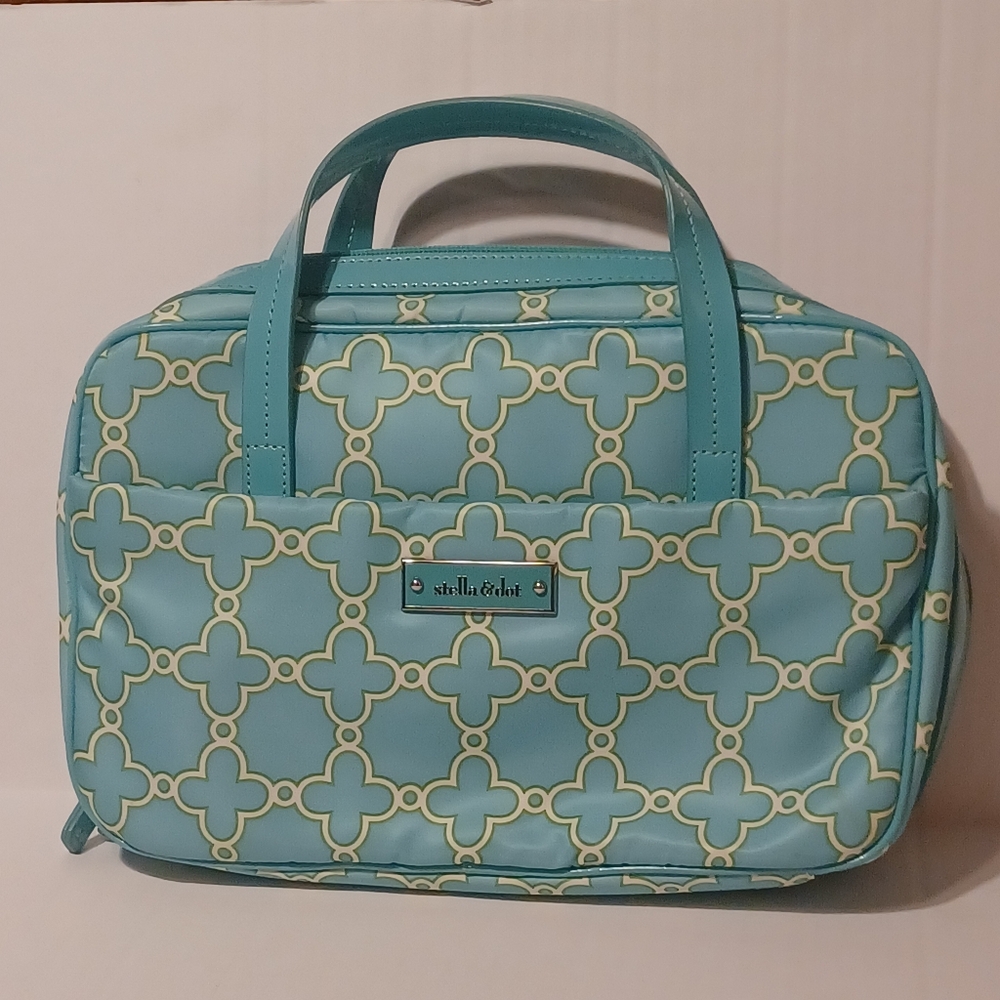 Stella & Dot Teal Geometric Cosmetic Bag
